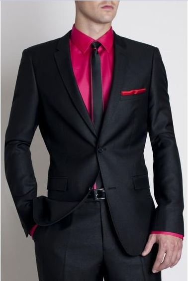 Pink suit with black 2024 shirt