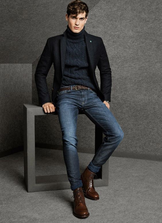 Mens black shop blazer and jeans