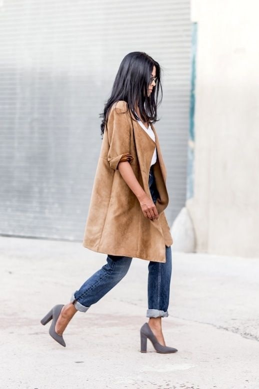 How To Wear A Suede Jacket  Winter to Spring Transition Look