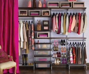 closet organized by color and type of clothing
