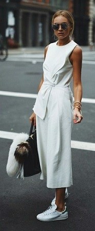 jumpsuit and sneakers