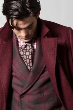 Men's Modern Suiting, men's bordeaux plaid suit with print button-down shirt