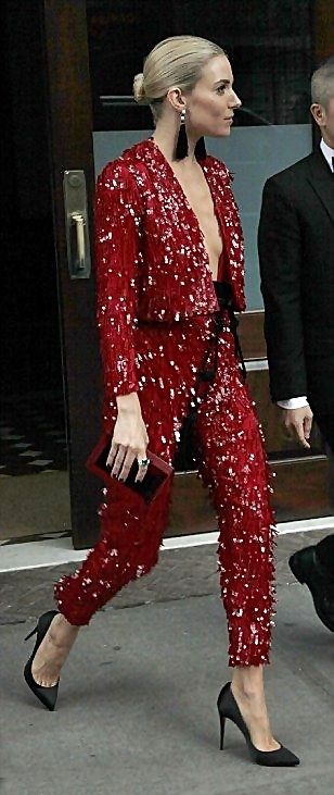 Red 2024 sequin pantsuit