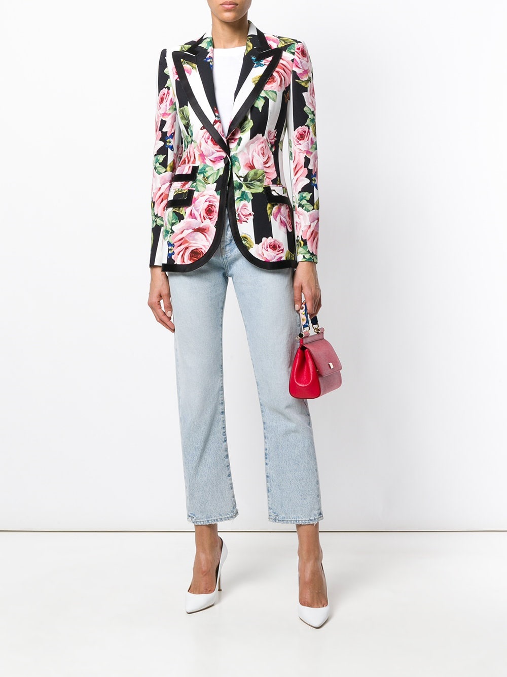 spring style essentials 2018, bold print blazer, dolce & gabbana striped rose print blazer