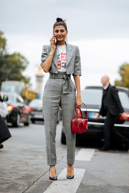 7 Things You Shouldn’t Have in Your Closet After 30, boring suit, gray suit with cropped jacket