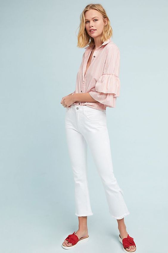 spring white denim trends, white tulip hem jeans by citizens of humanity