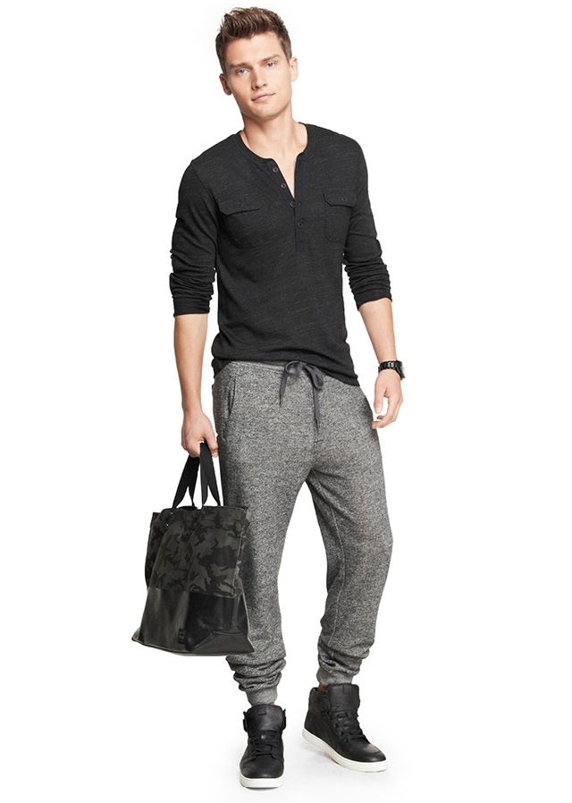 7 Things You Should Never Wear on a Date, men's athletic pants in gray