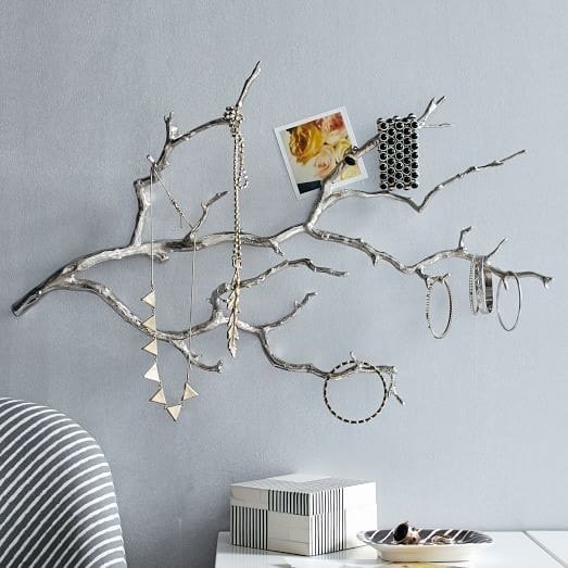 Jewelry Organization…Keep Your Jewels in Style, DIY jewelry holder, silver branches necklace holder
