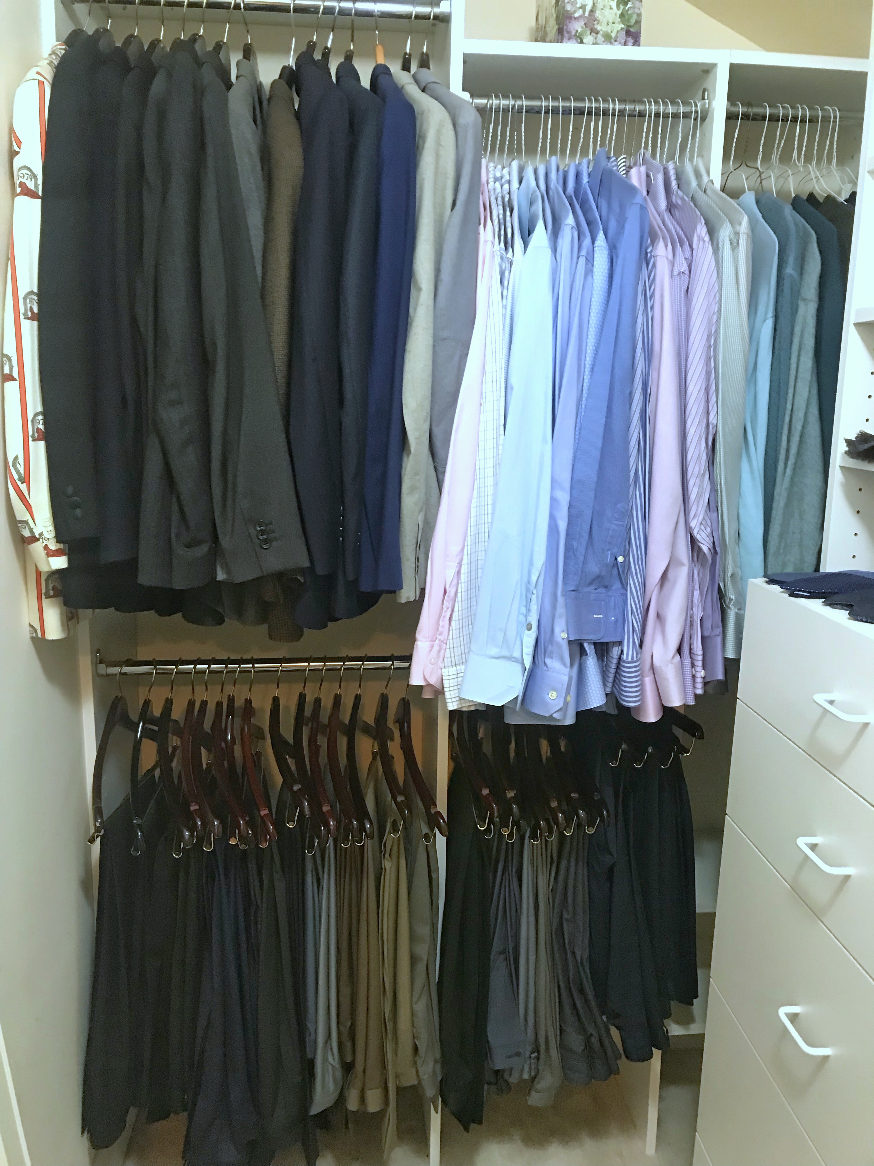 Men's closet makeover, men's closet edit, men's business closet, closet organization, men's professional closet edit, Divine Style