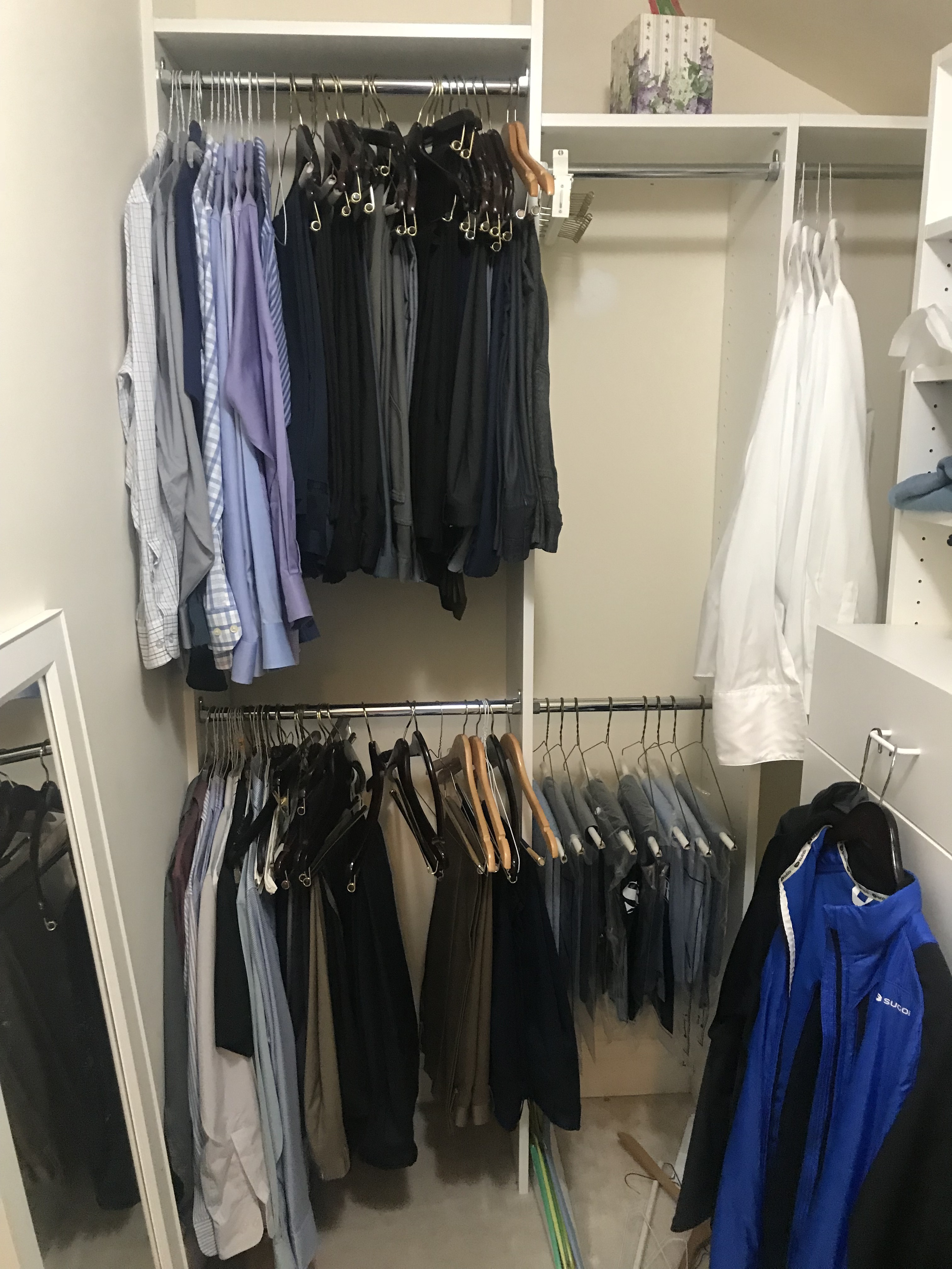 Men's Closet Makeover...male client work wardrobe closet before