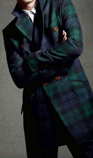 5 Stylish Coats that Completely Change Your Look Men, green and blue plaid coat with button up shirt