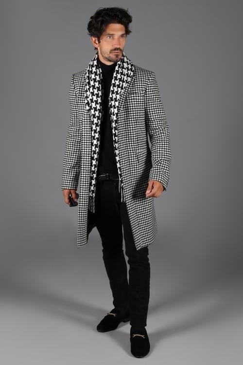 5 Stylish Coats that Completely Change Your Look Men, houndstooth overcoat, white and black men's houndstooth coat