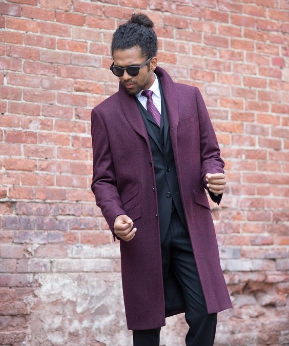 5 Stylish Coats that Completely Change Your Look Men, men's bold color coats, men's burgundy overcoat