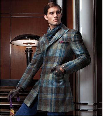 Men plaid overcoat best sale