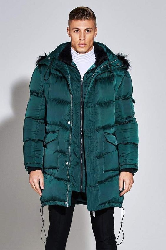 Break the Winter Chill Men's Winter Coats, men's satin puffer jacket, boohoo Premium Satin Puffer Jacket