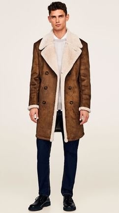 Break the Winter Chill Men's Winter Coats, shearling coat, Zara shearling coat