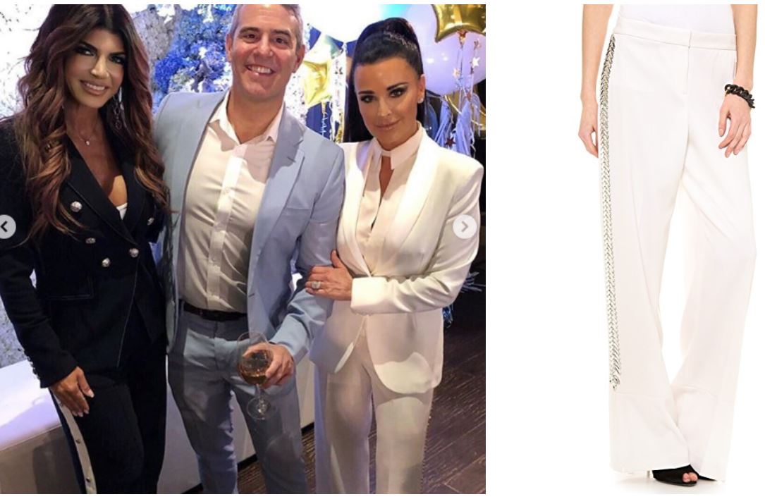 Are Pants the New Thing to Wear?, Kyle Richards embellished tuxedo, By Malene Birger Trakia Embellished cream Pants 