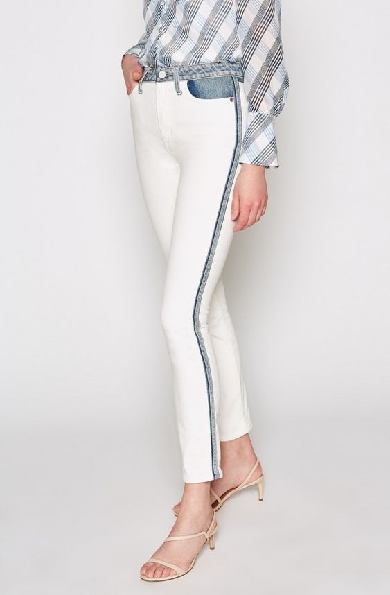 Spring Denim Must-Haves, Joie Gracelyn two tone white jeans with side piping