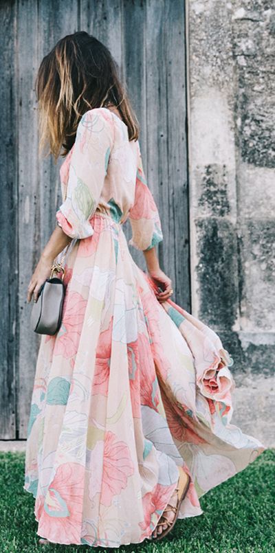 Easter Style Men’s and Women’s Looks, pastel women's maxi dress, pastel print dress