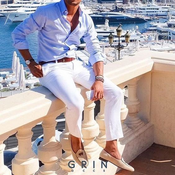 Launch into Labor Day…Stylish Looks for a Weekend Getaway, men's labor day weekend outfit, white chinos and chambray button down
