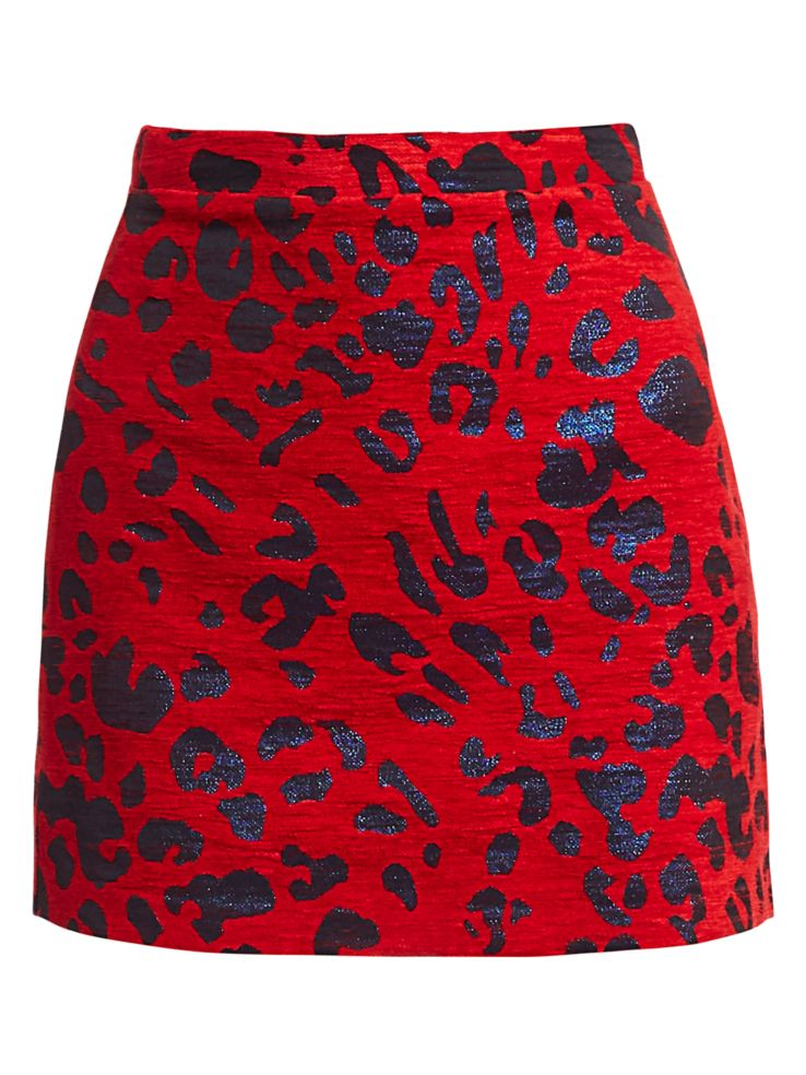 leopard print, leopard fashion, Andamane bertha leopard red jacuquard mini skirt