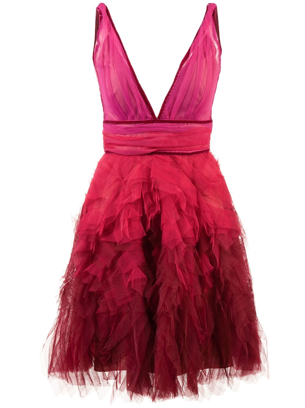 5 Trendy New Years Eve Outfits for women and men, tulle dress, MARCHESA NOTTE ruffle tulle pink dress