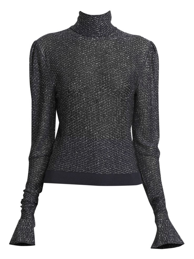 What to Wear this Holiday Season, metallic outfits, Chloé metallic lurex knit turtleneck sweater