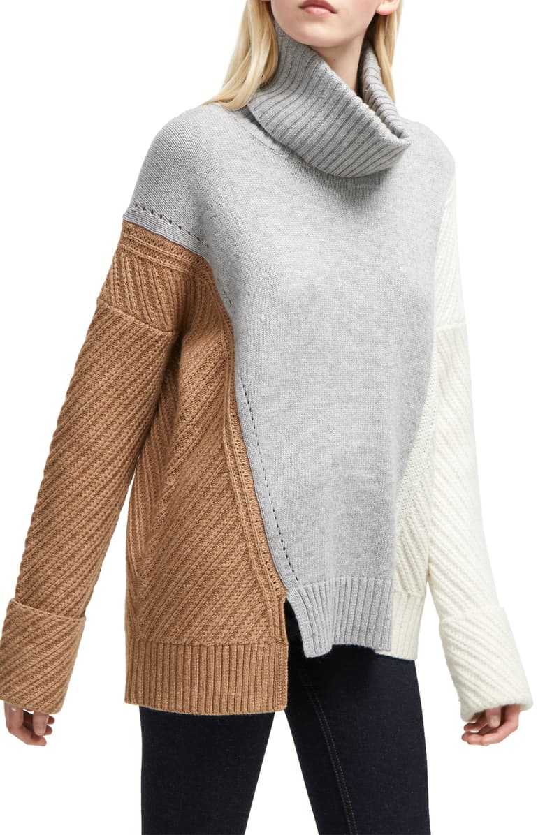 Ski Into Style…Stylish Looks for Winter Vacation Destinations, apres ski women's outfit, french connection viola recut turtleneck colorblock sweater