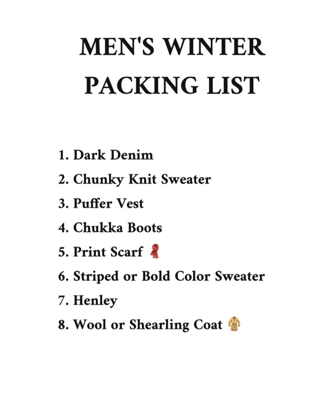 Ski Into Style…Stylish Looks for Winter Vacation Destinations, men's winter packing list