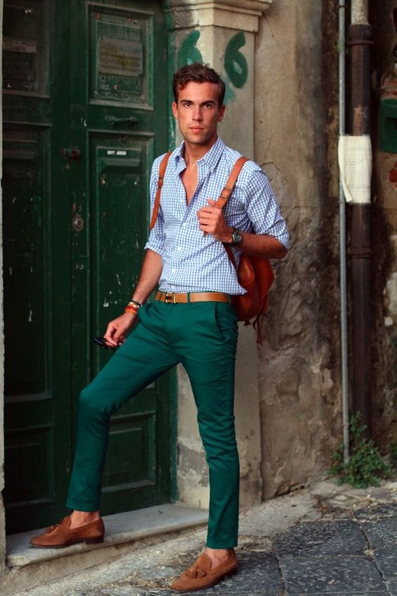 Green chinos men's outfit best sale