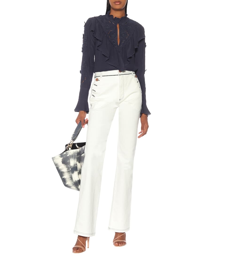 How to Create a Spring Capsule Wardrobe with 8 Pieces, white jeans, SEE BY CHLOÉ high-rise white flared jeans