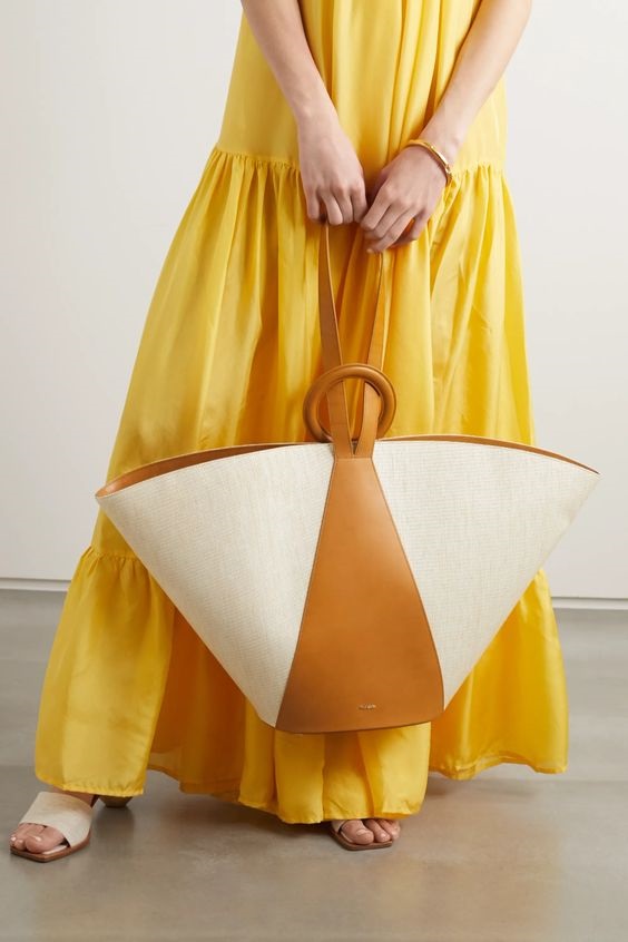 Summer Wardrobe Essentials, woven bags, Cult Gaia sand roksana canvas and leather tote