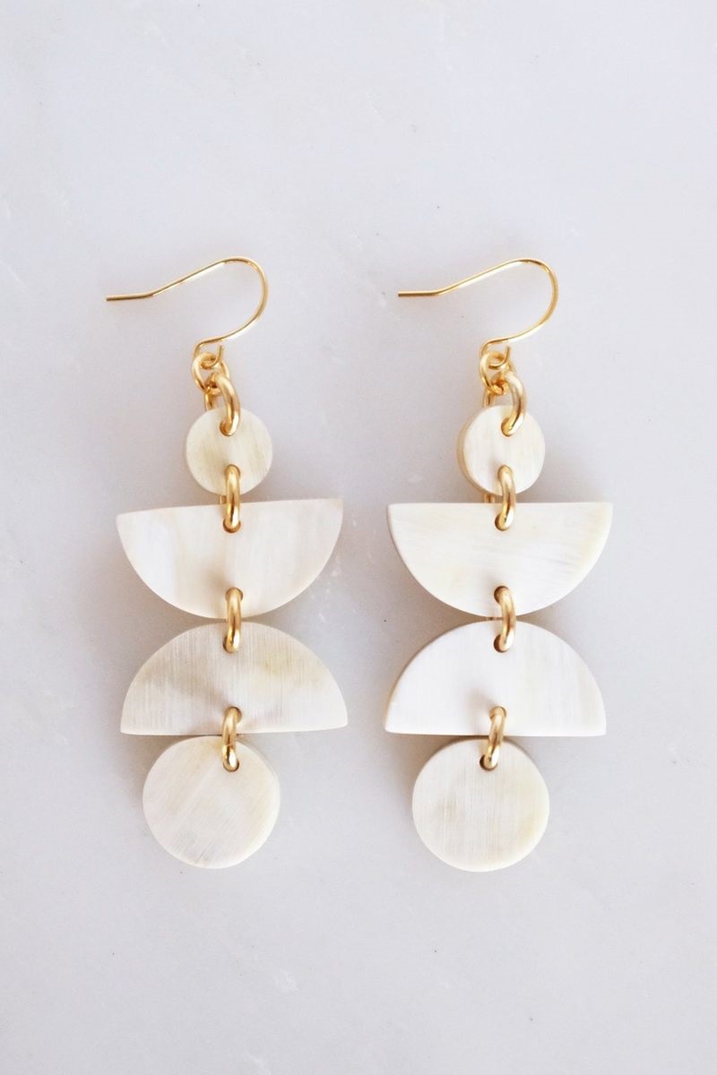 Summer Must-Have Accessories, horn jewelry, Hathorway HA GIANG GEOMETRIC BUFFALO HORN DANGLE EARRINGS