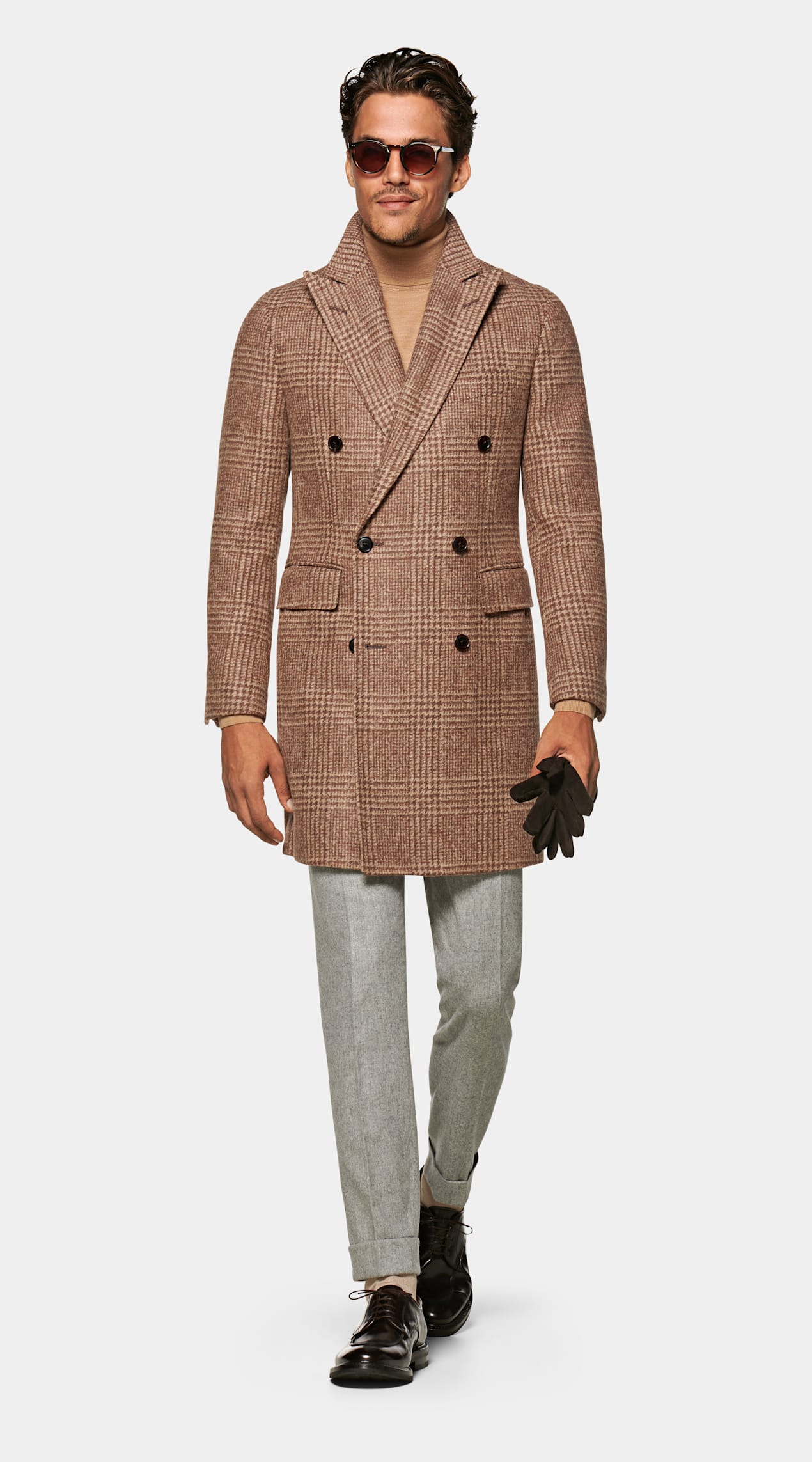 Power Outerwear...Cool Coats for Cool Days, plaid coats, plaid jackets, SuitSupply Mid Brown Check wool Overcoat