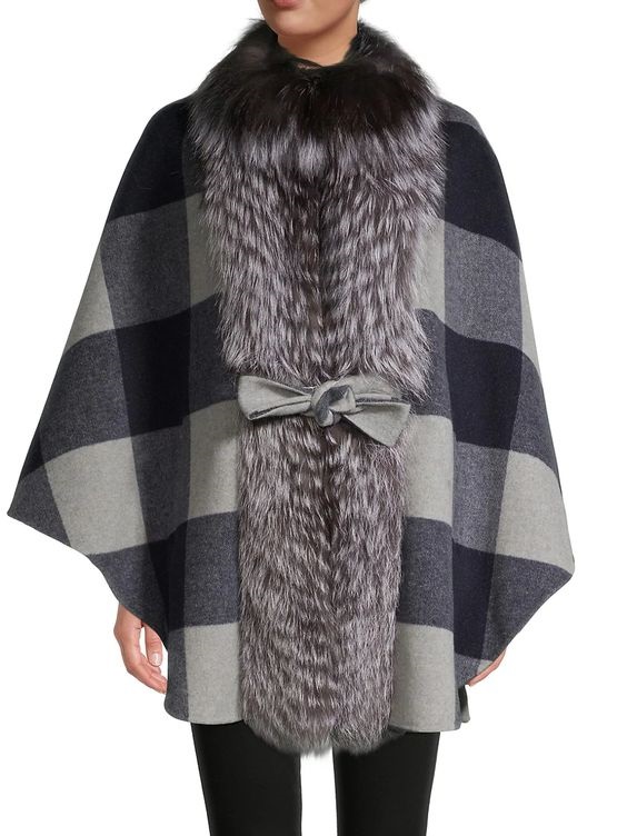 Power Outerwear...Cool Coats for Cool Days, plaid coats, women's plaid coat, BELLE FARE Silver Fox Buffalo Check Belted Cape