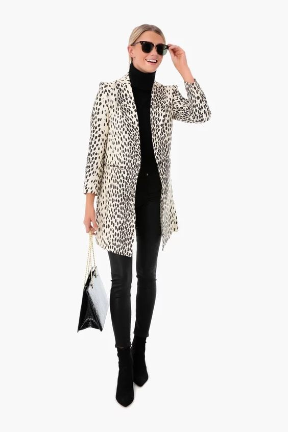 Power Outerwear...Cool Coats for Cool Days, playful print coats, leopard coat, Emerson Fry leopard wingtip coat