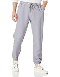 Divine Style Amazon men's spring fashion, Isle Bay linen blend grey jogger pants