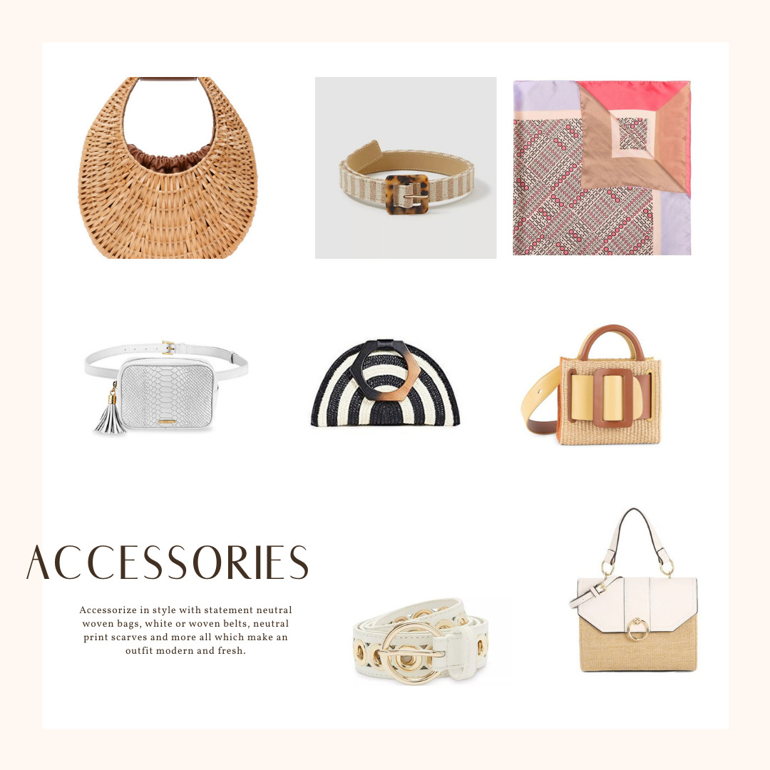 Neutral Outfits that Pop, neutral spring outfits, neutral spring accessories