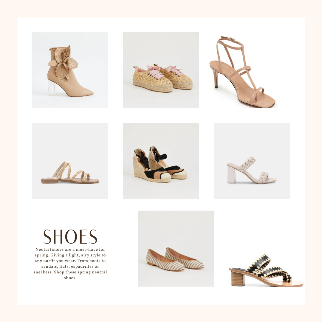 Neutral Outfits that Pop, Neutral Spring Outfits, spring neutal shoes