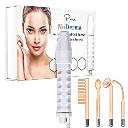 Divine Style Amazon Beauty, NuDerma High Frequency Skin Therapy Wand Machine w/Neon – Anti-Aging - Skin Tightening - Wrinkle Reducing - Dark Circles – Blemish Control Hair & Scalp Stimulator