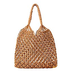 Divine Style Amazon women's summer essentials, tan woven straw shoulder bag