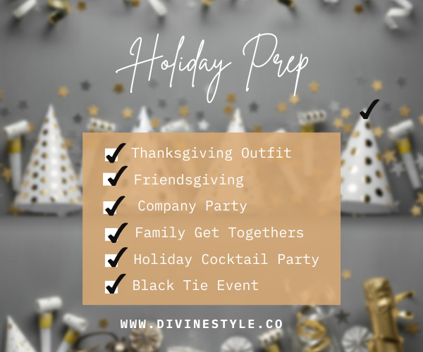 Holiday Prep for Party Season, holiday checklist, what to wear to holiday parties