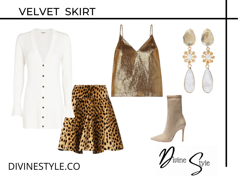 How to Wear Velvet this Holiday Season, velvet skirt, cheetah velvet skirt, velvet skirt outfit