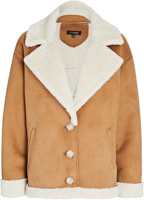 Chic Jackets for Perfect Winter Layering, Intermix beige Olivia Faux Shearling Jacket