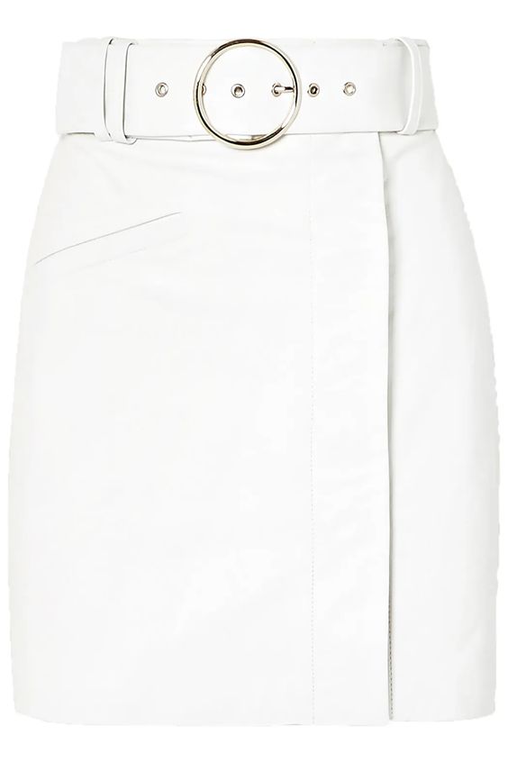 Chic Neutral Pieces for Winter, DE LA VALI sara belted white leather skirt