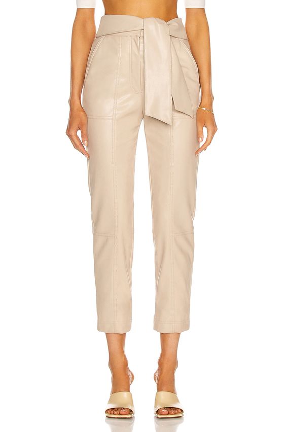 Chic Neutral Pieces for Winter, JONATHAN SIMKHAI vegan tie waist leather pants