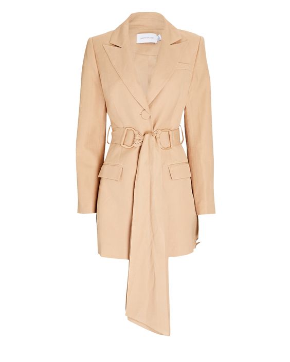 Chic Neutral Pieces for Winter, Significant Other elora belted mini blazer dress in champagne