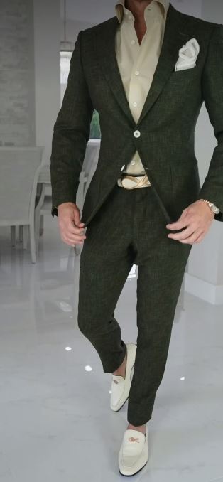 How to Create Your Signature Style Men, belting, men's statement belts, green suit with belt