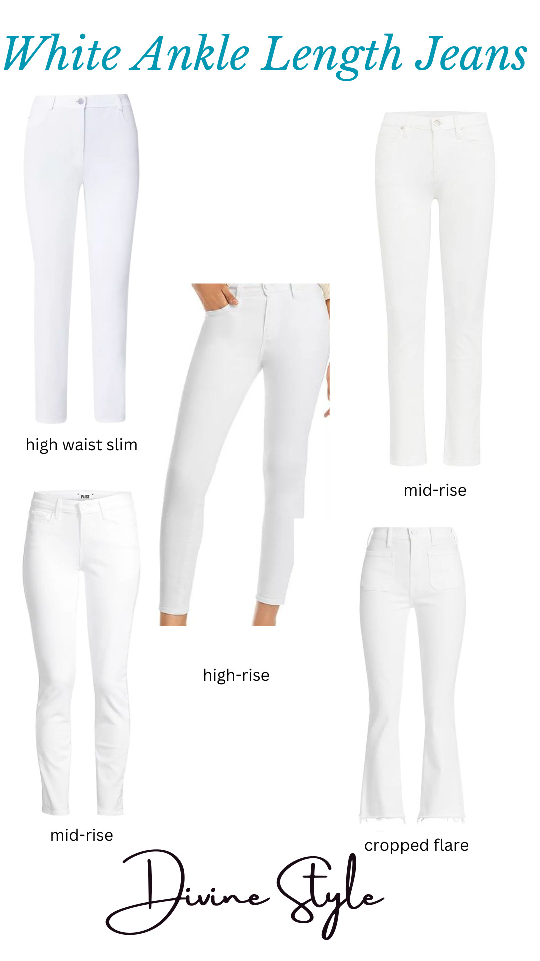 women's white ankle length jeans