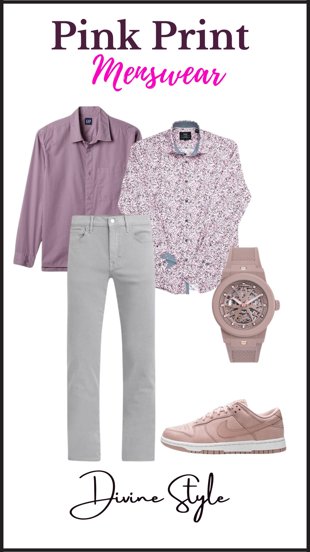 Pink...Weraing the 'IT' Color in a Modern Way, men's outfit with pink print shirt